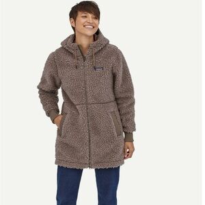 Patagonia Taupe Sherpa Fleece Hooded Zip Jacket